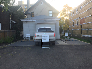 This is the back parking lot at Collins Chiropractic